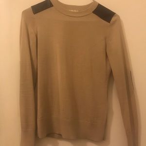Kate Spade tan brown wool/ leather sweater xs